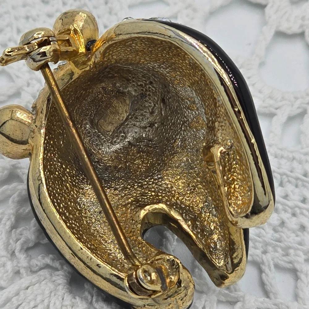 Vintage Attwood & Sawyer A&S Enamel Crystal Rhinestone Panda Bear Brooch Pin